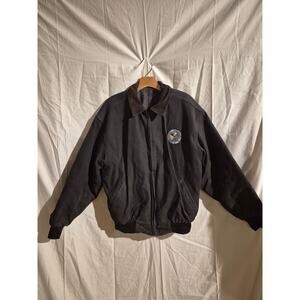 Union Lined Work Jacket Mens BLACK Heavy Duty Quilted Lined Size Is L or XL.